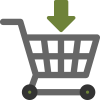 Seitenbild für Warenkorb und Kassa - Warenkorb-Symbol mit Pfeil in Spontano-Grün