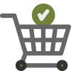 Seitenbild für Warenkorb und Kassa - Warenkorb-Symbol mit Häkchen in Spontano-Grün